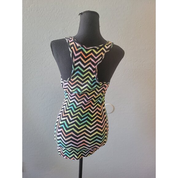 Chervon Multi-Colored Long Line Tank Top Size L (11-13) Summer Festival Boho - Picture 5 of 8